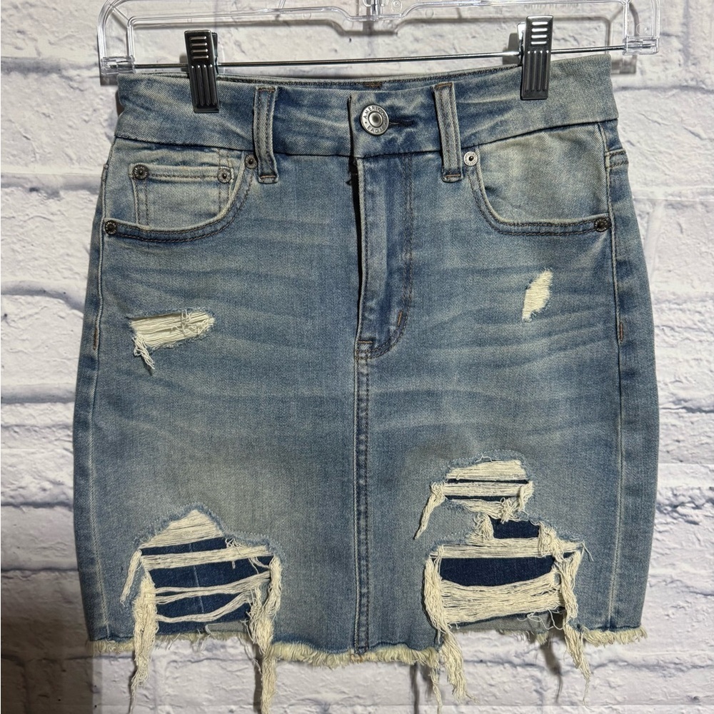 American Eagle Next Level Stretch‎ Curvy Hi-Rise Denim Skirt, Size 00